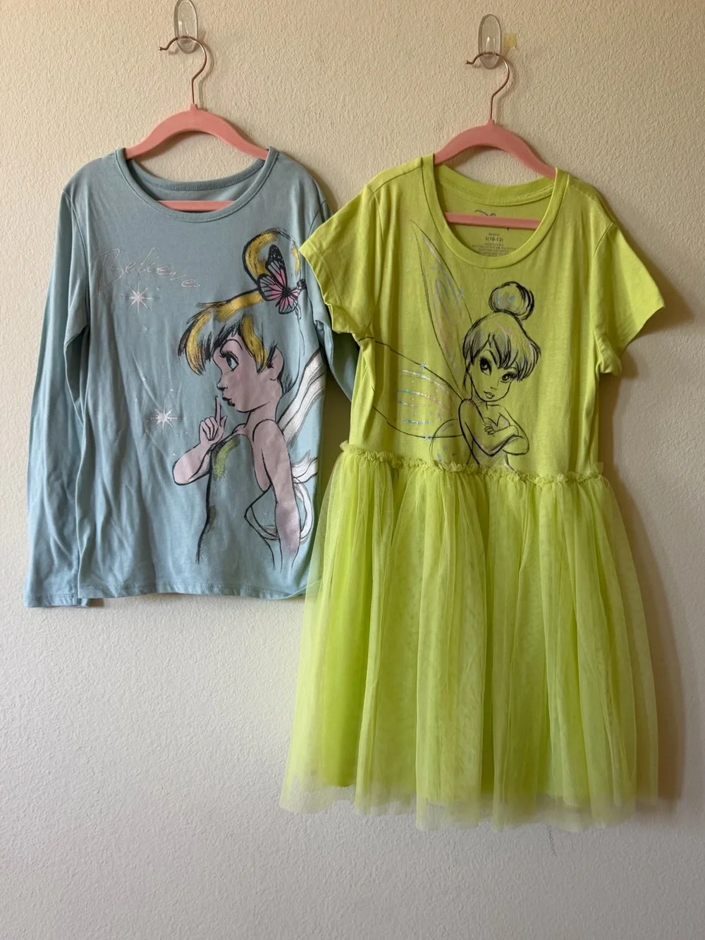 GUC Bundle of 2 Disney Tinkerbell Sketch Art Dress and Top girls size large